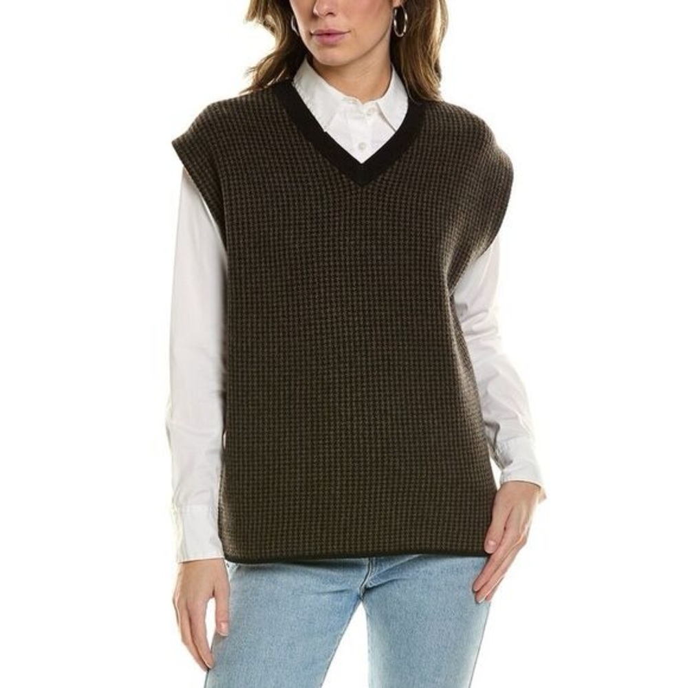 VINCE WOOL/CASHMERE HOUNDSTOOTH VEST